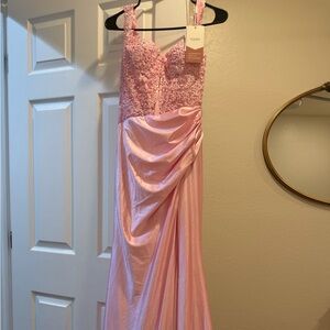 Elegant Pink Lace Prom Dress